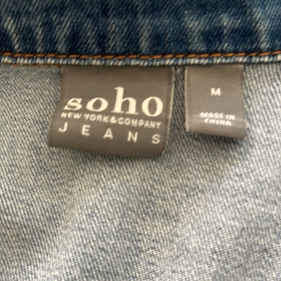 Soho Jeans blue denim jeans jacket distressed size M - Picture 8 of 12